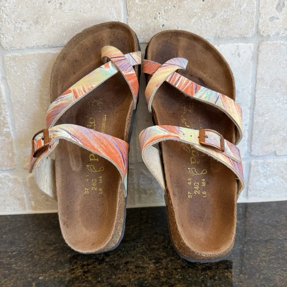 Papillio Birkenstock Tabora Multicolor Leather Sandals Women's 37 US 6